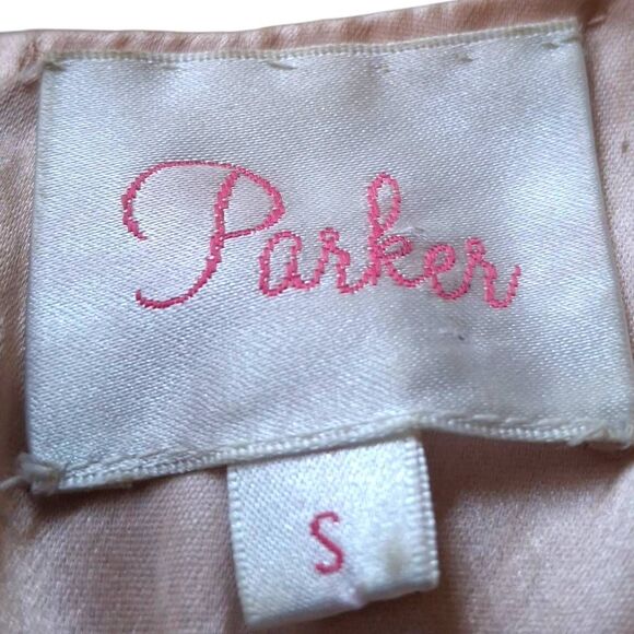 Parker Vintage Silk Beaded Sequin Shift Dress Small Fully Lined Nude Pink Gatsby - Picture 7 of 7